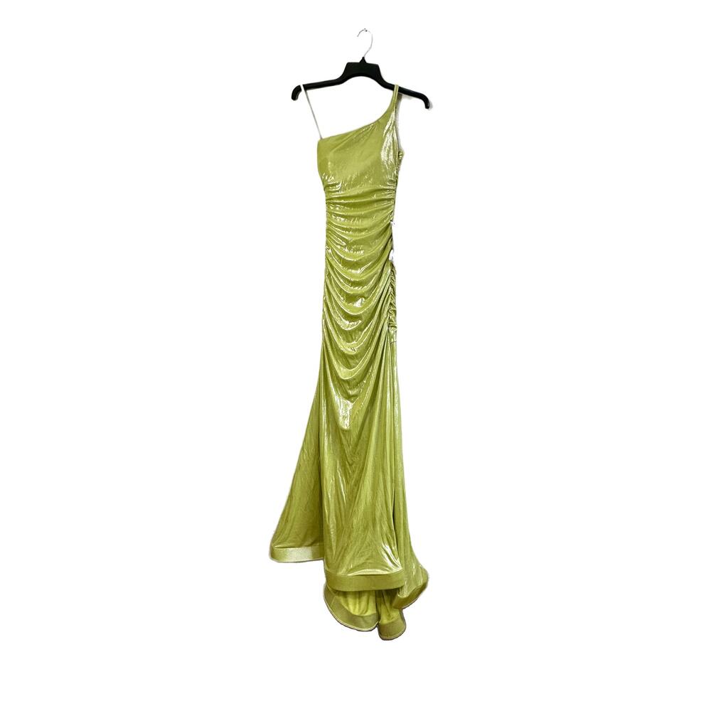 B. Darlin Lime Silver One Shoulder Evening Dress 5/6 NWT